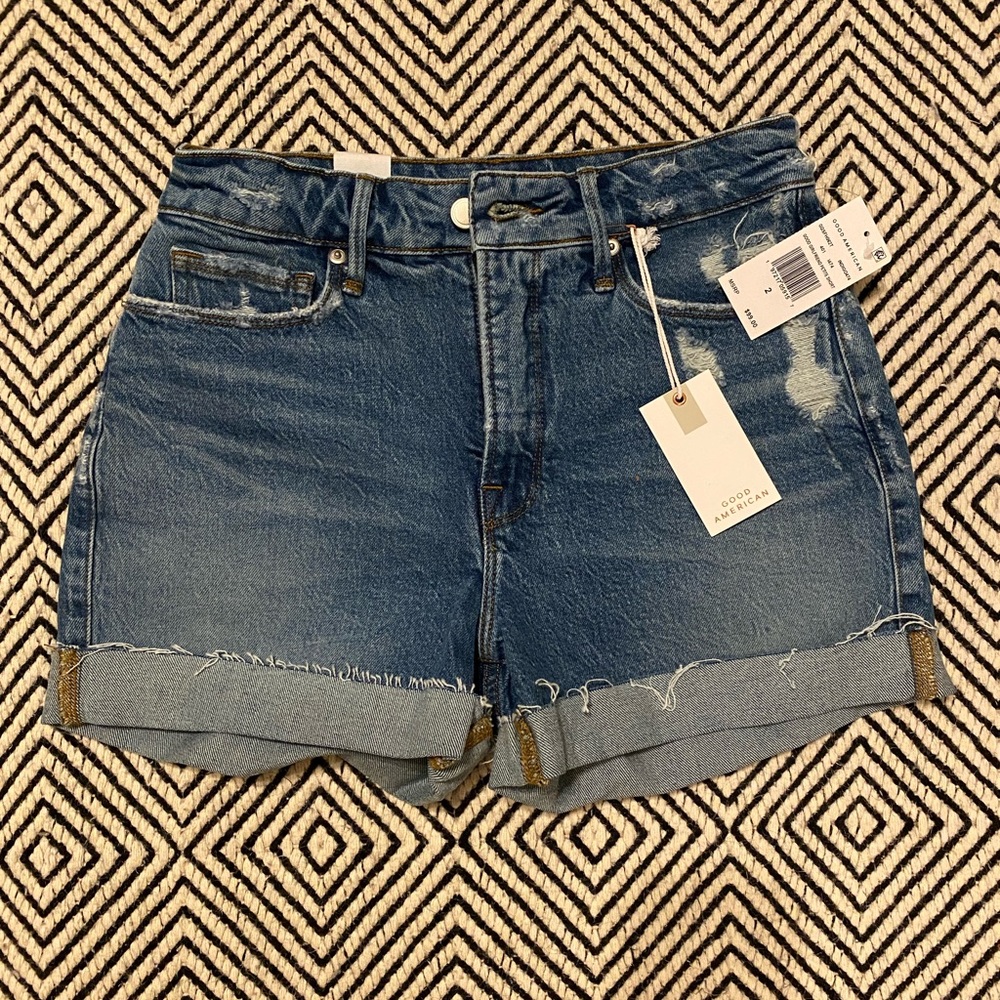 Good American Good Girlfriend Blue Denim Women's Shorts